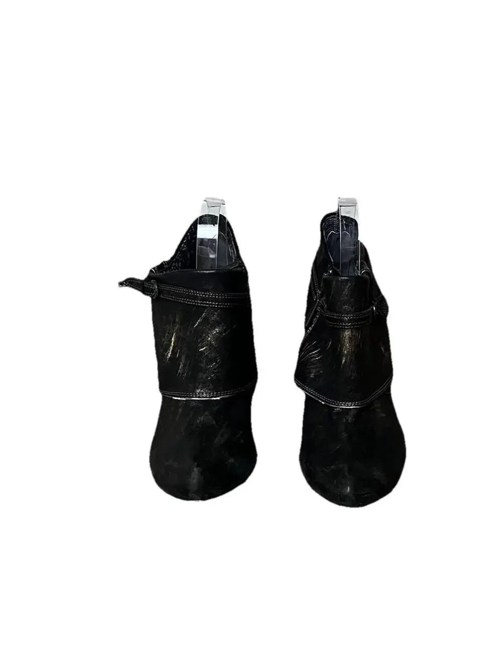 Seychelles Metallic Leather Ankle Booties Women’s 7 Black Distressed Heel Boot